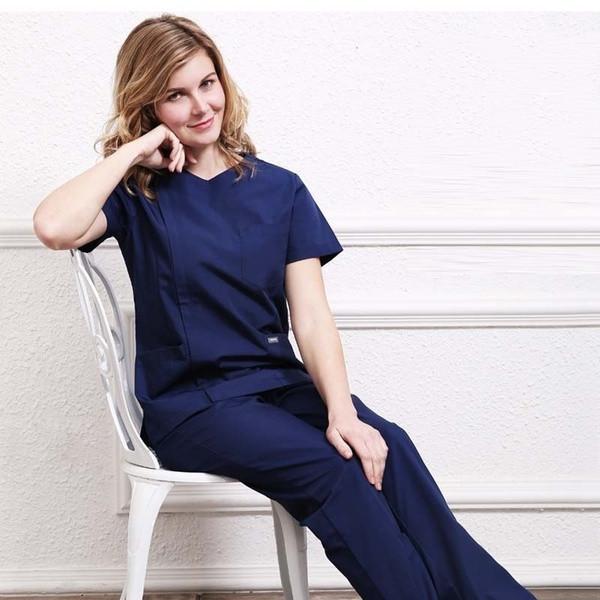 Custom Logo Solid Color Hospital Scrub Suit Classic Style OEM Service