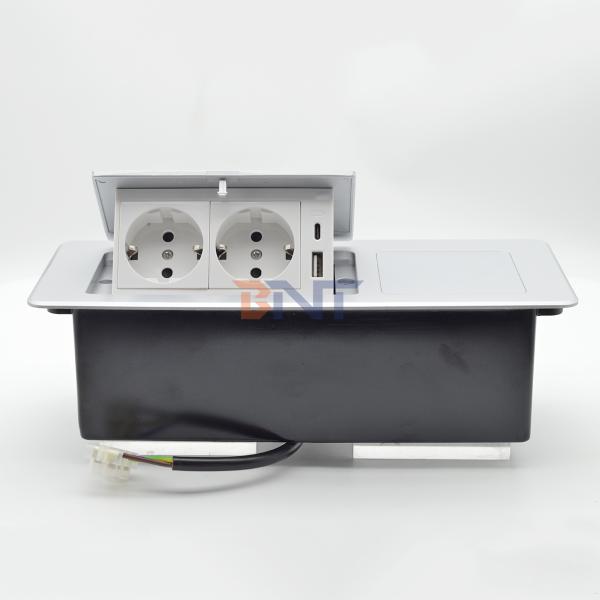 Wireless Charging Desktop Table Pop-up Power Socket Multi-Connection Box Featuring 2 AC Outlets 10A IP44