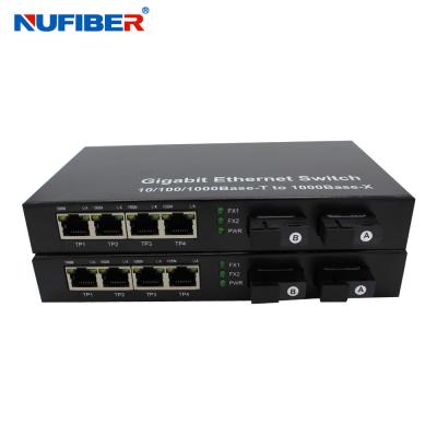 SM Dual Fiber Four Port Ethernet Switch Auto Negotiation Function Fiber Ethernet Switch