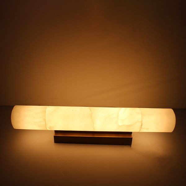 Modern LED Wall Lamp Alabaster White Round Design for Living Room