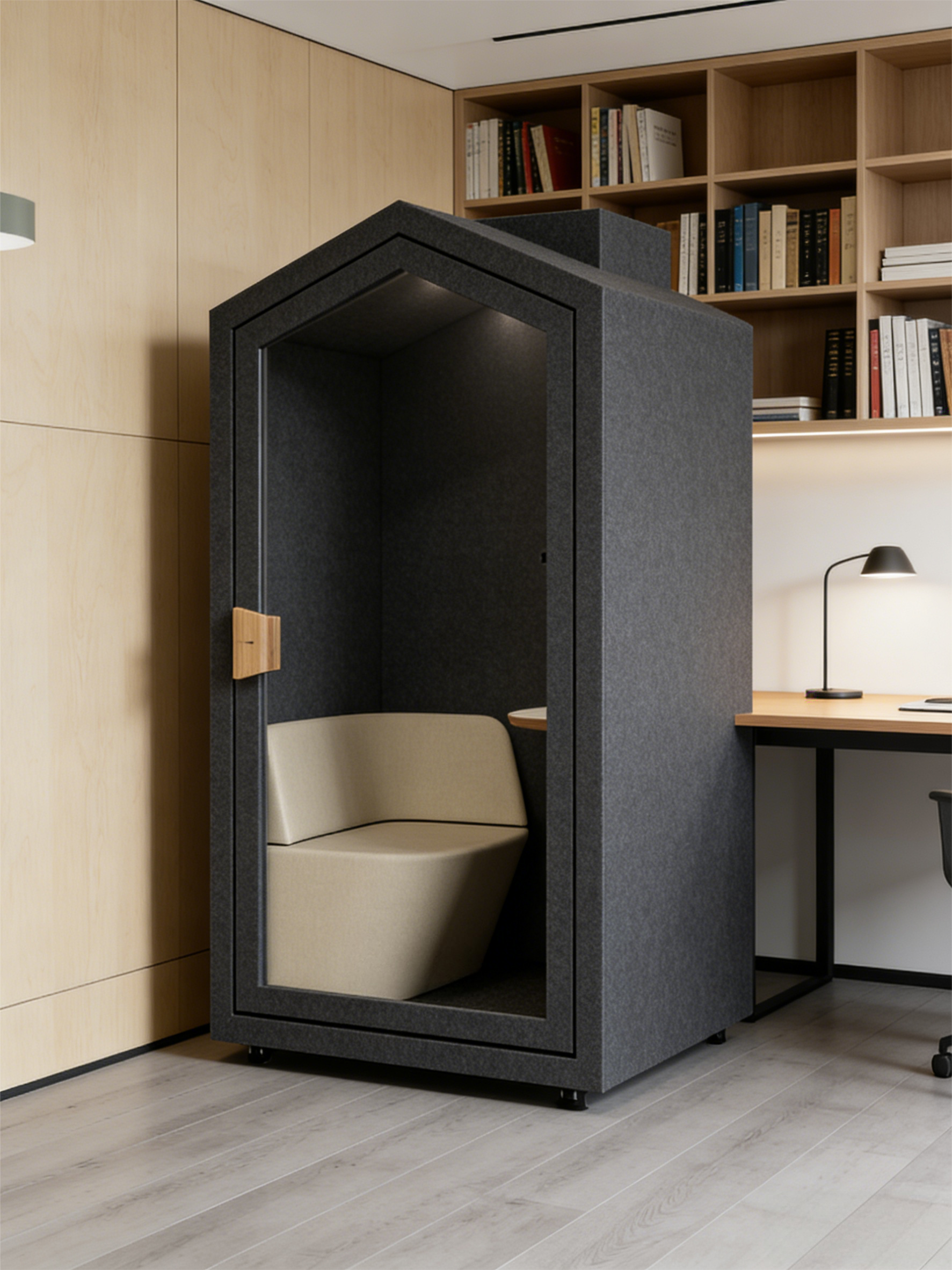 Home Office Pod engineered to reduce noise distractions and improve work efficiency in busy office or home environments