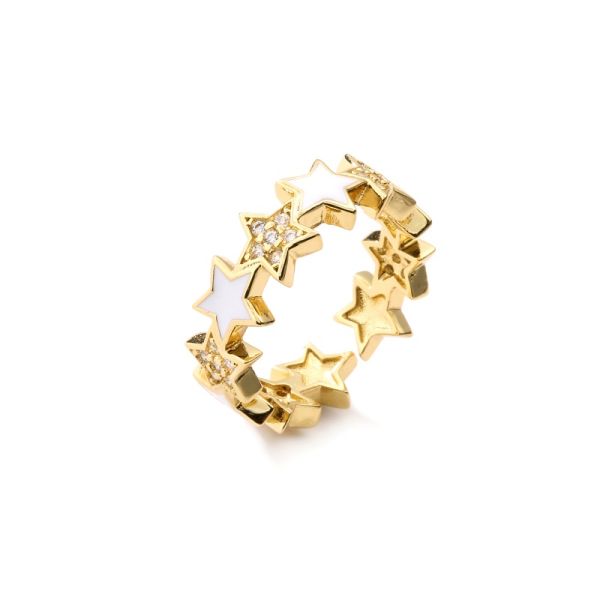 Таможня циркона CZ открытого кольца звезды золота 14k регулируемая кубическая