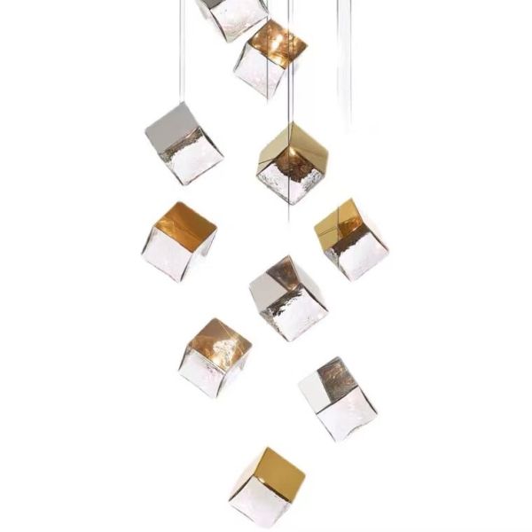 Zhongshan Supplier Big Gold and Silver Square Shade Interior Living Room Decorative Lighting Chandelier