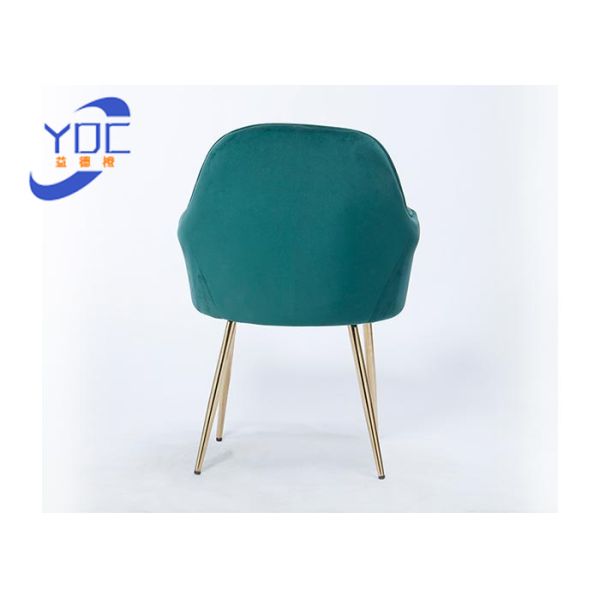 Modern Wooden Low Back Tufted Dining Chair With Arms Golden Leg