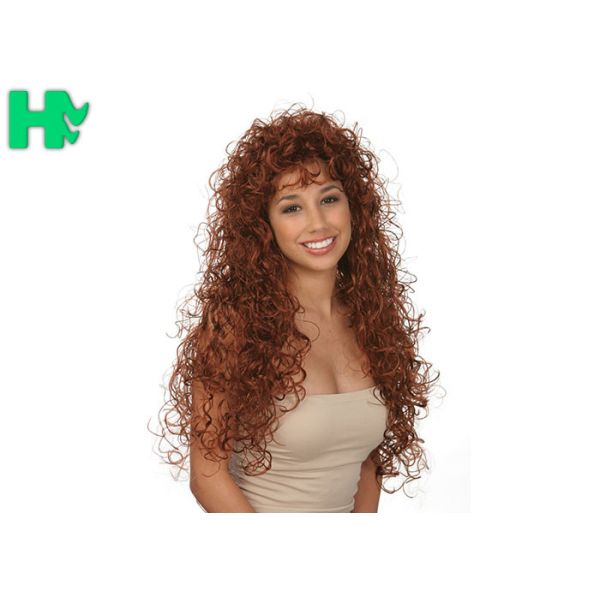Long Curly Synthetic Wigs With Blond Sexy Hightlights Wig , Synthetic Fiber Hair