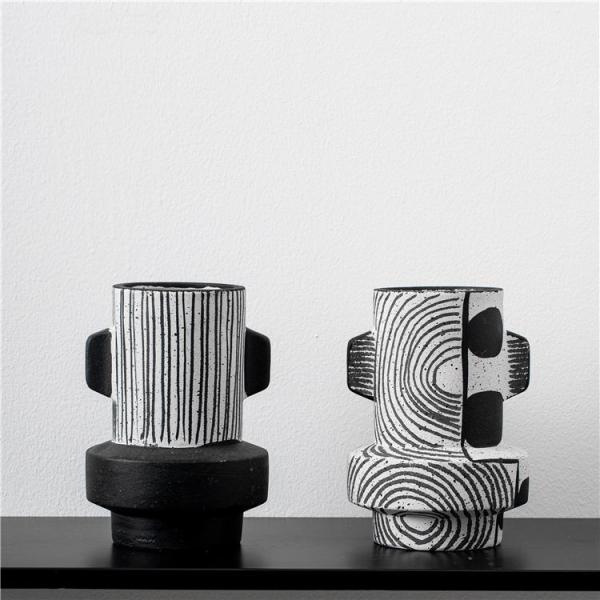 Home decor accessories mini small nordic ornament black ceramic vase modern home wedding decoration ceramic flower vases
