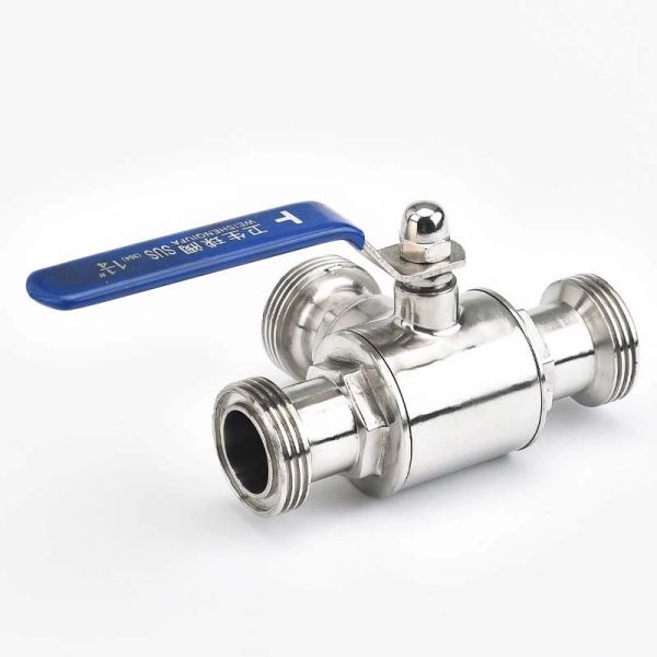 Válvula de mariposa de hilo masculino para líneas de tubería Conectar en acero inoxidable plateado 304/316