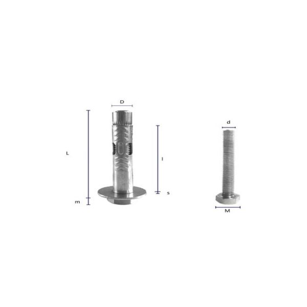 Passivation Sleeve Anchor Bolt AISI 8 M6-M12 Stainless Steel