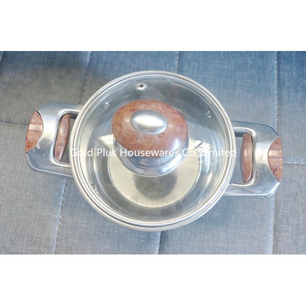 Metal Soup Stainless Milk Pot With Glass Lid Double Handle