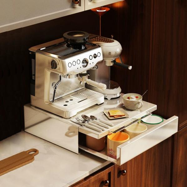 Coffee Machine Display Holder Pod Storage Drawer Dust-proof Capsule Organizer with Scalable Tray Mug Box Rack for Kitchen Office