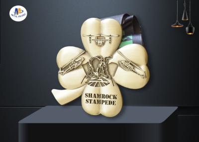 Flower Shape Custom Award Medals Antique Gold No Colors With Sublimated Ribbon