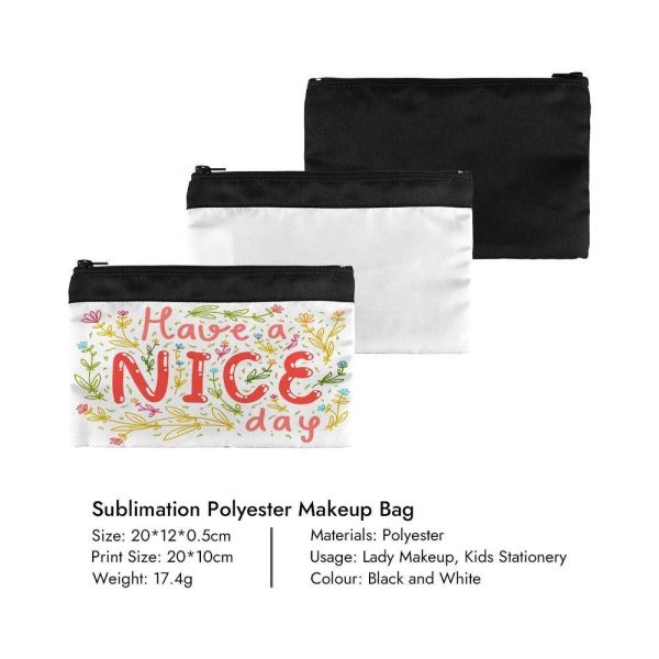 Polyester Blank Sublimation Cosmetic Bags Lipstick Mirror Pencil Pouch Sublimation Makeup Bag Blanks