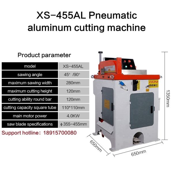 Cedar XS-455AL Automatic Pneumatic Aluminum Cutting Machine 45 Degree/90 Degree High Precision Equipped Core Pump Motor