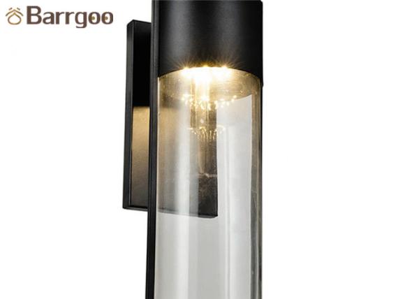 Modern Liaison Large Bracketed Hotel Outdoor Sconce Lighting Glass Wall Sconce In Black