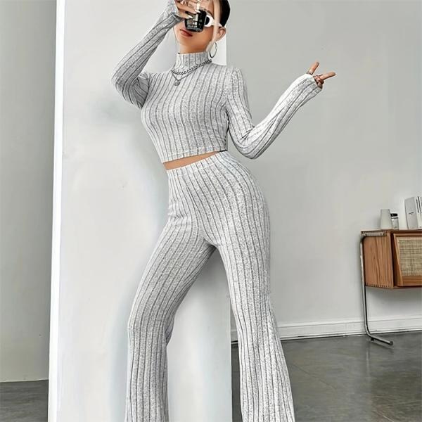 Women s Sweaters for Daily Wear Occasion with Regular Fit in Fall Season Women's Set Long sleeved Pants Knitted Sweater