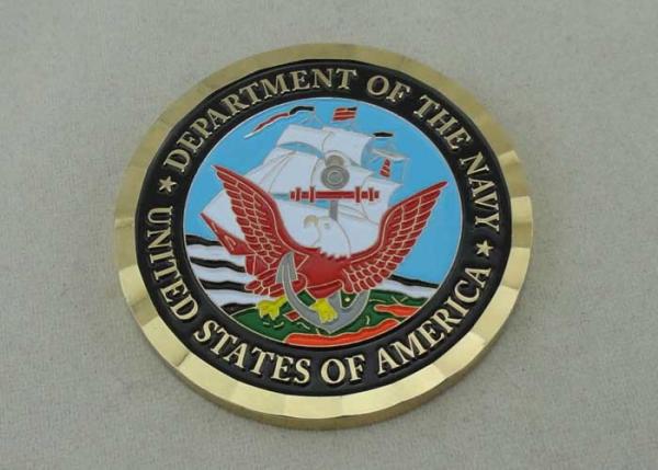 USA Department Of The Navy Personalized Coins , 2.0 Inch Copper Die Stamped With Diamond Cut Edge