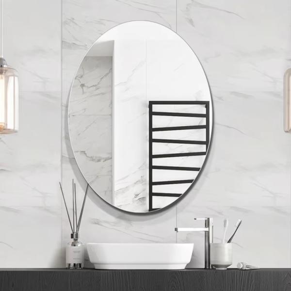 Classic Elliptical Oval Frameless Wall Bathroom Mirror With Polished Pencil Edge