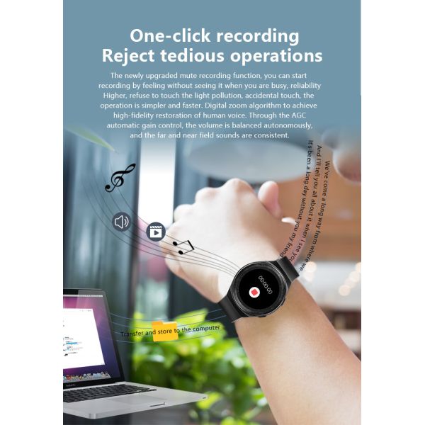 Wristband экрана касания Smartwatch HRS3300 фитнеса людей аудиоплеера IP67