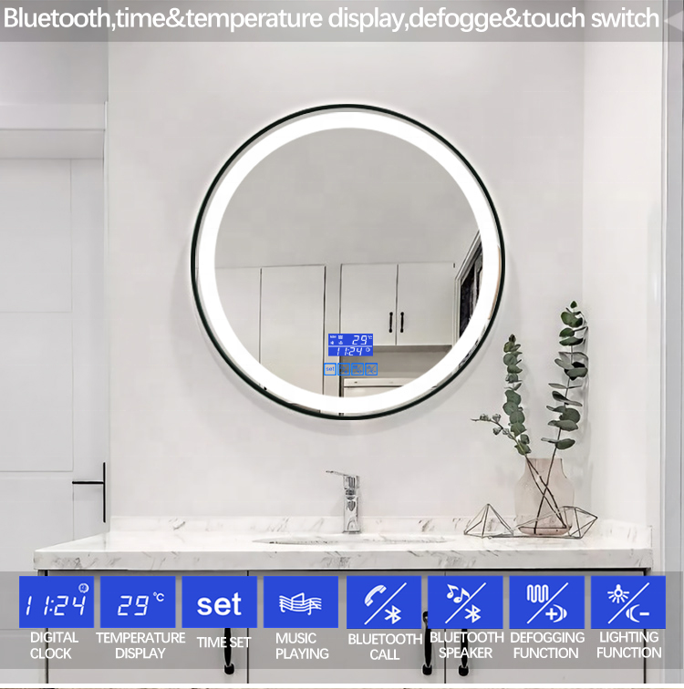 Aluminium Framed LED Round Bathroom Mirror With Smart Touch Screen