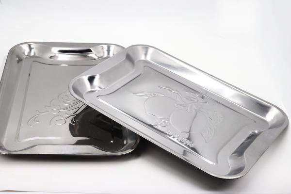 Stainless Steel Square Tray 0.5mm Thickness , Silver Stainless Steel Bar Tray