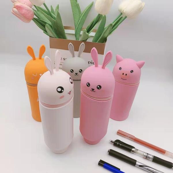 Pencil Case Silicone Pencil Box Pen Bag Holder For Desk Stand Up Pen Case Pencil Box Students Silicone StorageMakeup Bag