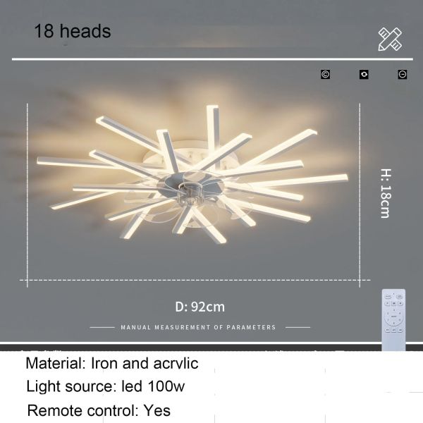 Bedroom Remote Control Reversible Blades Fans Led Invisible branch Ceiling Fan Lamp (WH-CLL-79)