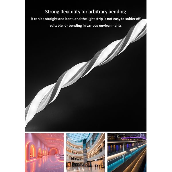 Luz de neón LED flexible de silicona, impermeable, luminosa en tres lados, 12 * 12 mm, luz decorativa de neón para interiores y exteriores