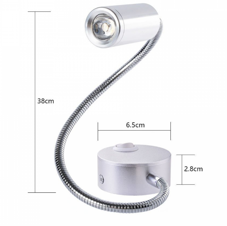 Switch Control 360 Degree Rotated LED Flexible Gooseneck Wall Reading Light for Bedroom No DIY