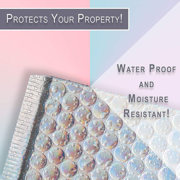 CX Holographic Bubble Mailer Transparent PVC Envelopes Holographic Poli Mailers Shipping Red/Rose Gold Bubble Mailer Holographic