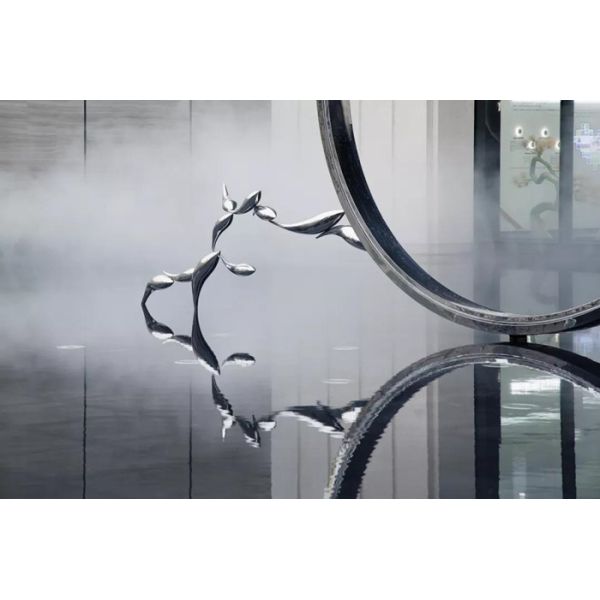 Public Modern Fish Metal Art Sculptures Stainless Steel Decorative Customized