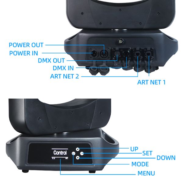 LED 200W Stage Light Beam 9 Rotating Gobos 12 Colors with DMX512 Lighting for Wedding Party Show