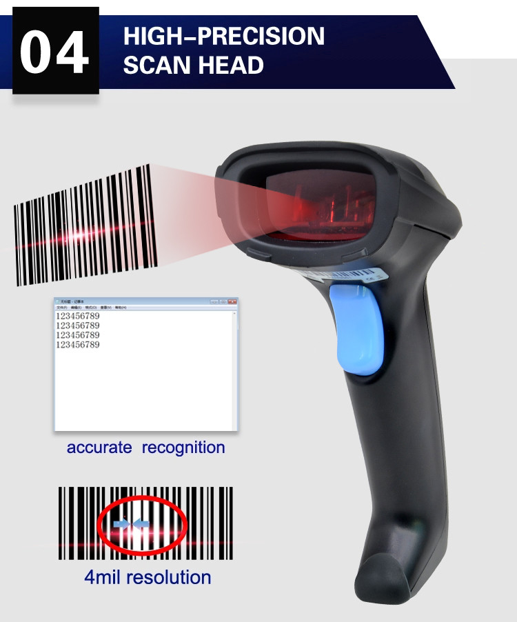 Handheld связанный проволокой читатель кода штриховой маркировки USB RS232 1D проверки супермаркета блока развертки штрихкода POS