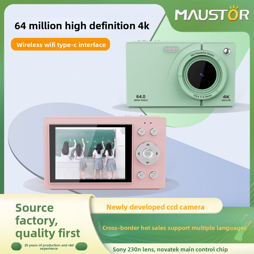 Carefully Selected Cross-border CCD Camera Retro Style for Students, 64.0million pixel 4K High-definition WiFi Digital Camera g