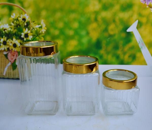SET OF 3 PCS GLASS CANISTER