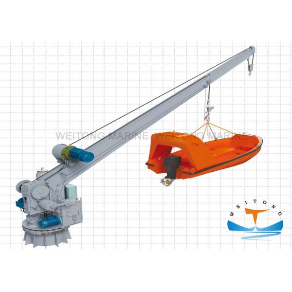 Dydraulic Motor Rescue Boat Davit , Single Arm Slewing Marine Davit Crane
