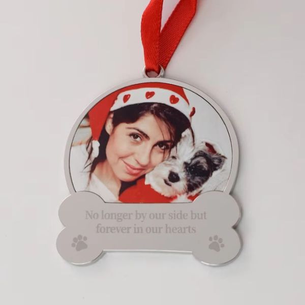Custom Christmas Tree Ornaments Dog Sublimation Pendant Pet Memorial Christmas Ornaments With Laser Engraving Text