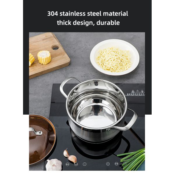 Factory Kitchen 304 Stainless Steel Steamer Pot Soup Pot Milk Pot Cooking Ware With Lid