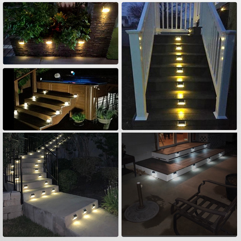 Waterproof Solar Light Power Stair LED Solar Step Fence Lights for Garden Yard Pathway