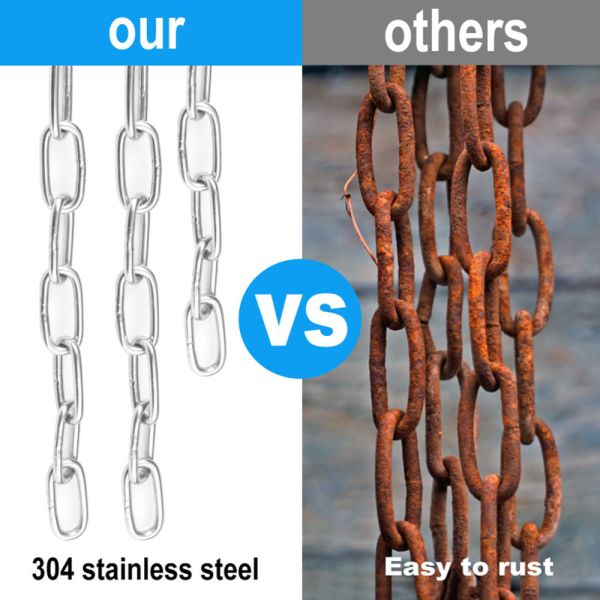 Heavy Duty Stainless Steel Chain with Rust and Corrosion Resistance Safe Working Load and Double-Ended Closed Long Chain Design