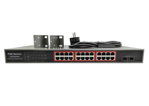 POE-S0224GB (24GE+2GE SFP) 24 Port Gigabit IEEE802.3af/at PoE Switch 350W Built-in Power Supply (Newly Developed)