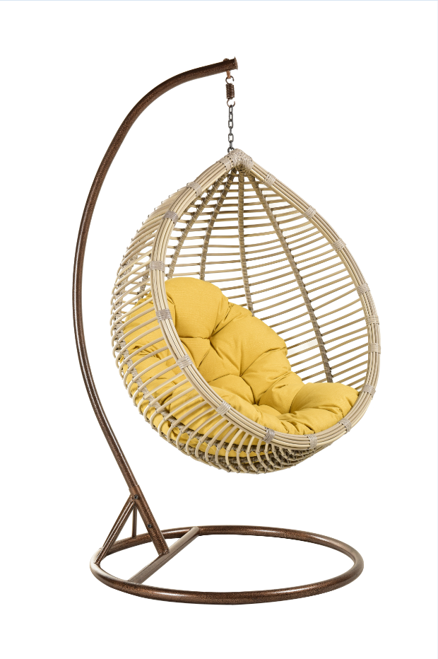 Modern Design Style Rattan Weaving Patio Hanging Egg Swing Chair for Outdoor Relaxation