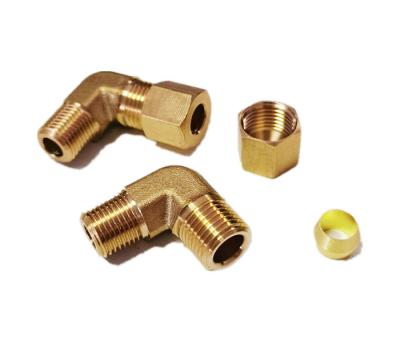 1/4 de união de bronze da compressão do NPT encaixe de cotovelo de 90 graus
