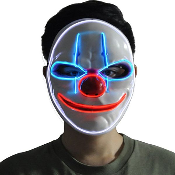 Clown Scary Halloween LED Face Mask Adjustable 3 Flashing Modes