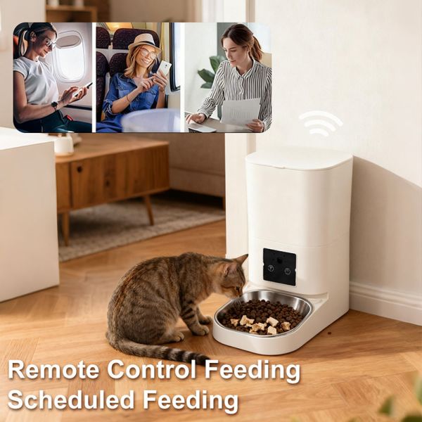 Smart Automatic Pet Feeder 2-Way Splitter Double Bowls WiFi Cat Dog Food Dispenser