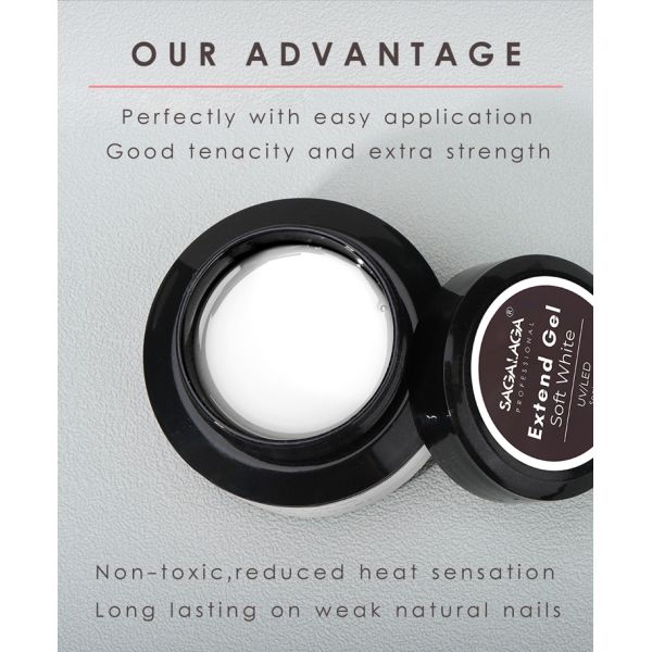 Etiquetas privadas Gel de uñas de color blanco suave UV Gel de constructor de uñas de jelly Gel de extensión de uñas Gel duro para uñas en tarro