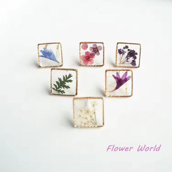 2018 Nami Studio Newest Creative Handmade Heart Dry Flower Stud Earrings