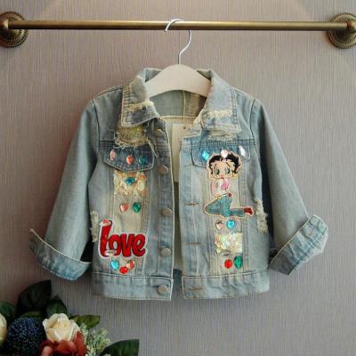Spring 80CM 31.5in Childrens Jean Personalised Denim Jacket With Frosted Hole