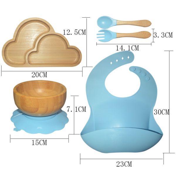 Small Baby Silicone Divided Plate Spoon With Lid Set For 0-3 Months / 3-6 Months