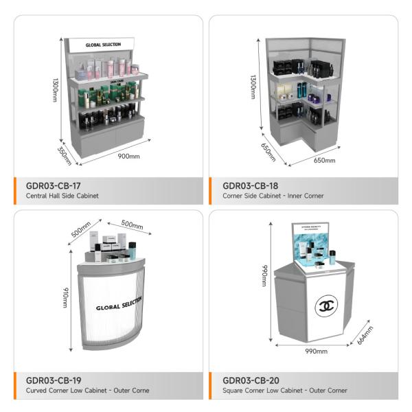 Retail Store Counter Grey Wooden Corner Cabinet With Led Lights For Customized Shop Display And Fashion-Forward Store Display Furniture