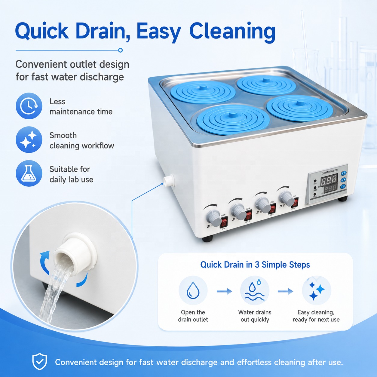 Cenlee Laboratory Constant Temperature Water Bath with 4 Independent Stirrers 800W Heating for Aquaculture Hygiene and Education